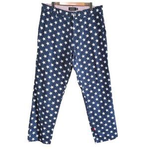 Betabrand Classic Chino Pants Patriotic American Stars Stripes Mens 36
